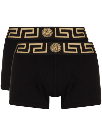 Versace Black Briefs With Elastic Waist With Medusa Print In Cotton Stretch Man In Black