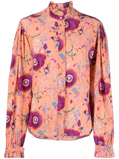 Shop Isabel Marant Stretch Silk Shirt In Multi