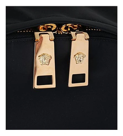 Shop Versace Swarovski Studded Medusa Backpack In Black / Gold