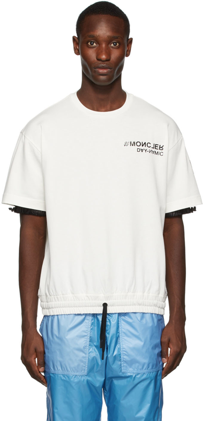 Shop Moncler White Logo T-shirt In 034 White