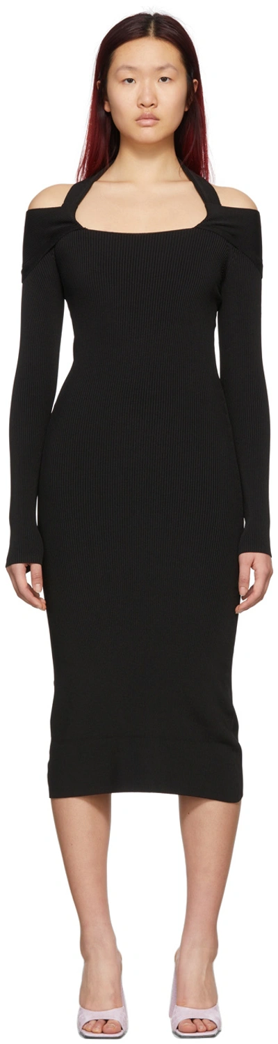 Shop Coperni Black Cut-out Viscose Knit Dress