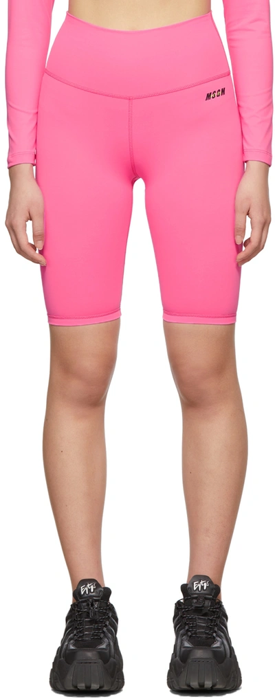 Msgm Pink Micro Logo Bike Shorts In 15 Fucsia