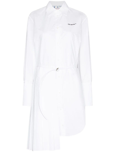 Shop Off-white White Asymmetric Shirt Dress