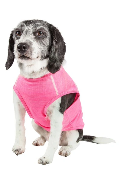 Shop Pet Life Active 'aero-pawlse' Heathered Tank Top In Hot Pink/ Light Pink