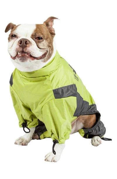Pet Life Touchdog Quantum-ice Full-bodied Adjustable And 3m Reflective Dog Jacket In Light Yellow And Grey