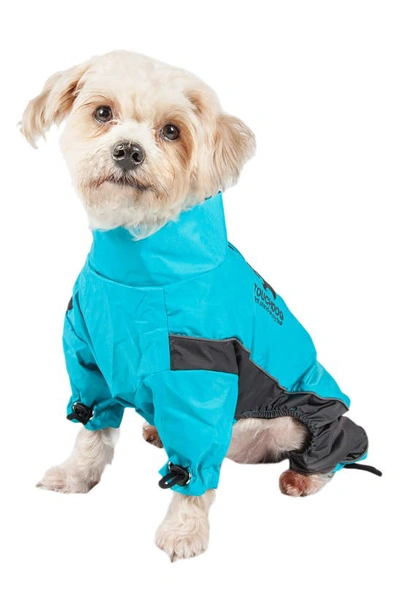 Pet Life Touchdog Quantum-ice Full-bodied Adjustable And 3m Reflective Dog Jacket In Ocean Blue And Grey