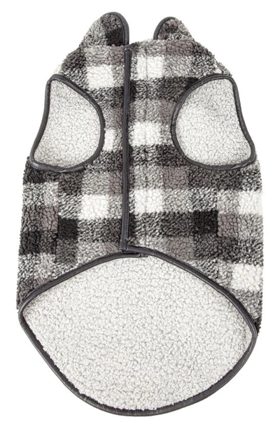 Pet Life Black Boxer Insulated Dog Jacket In Black Grey And White Plaid