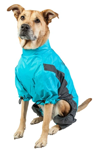 Pet Life Touchdog Quantum-ice Full-bodied Adjustable And 3m Reflective Dog Jacket In Ocean Blue And Grey