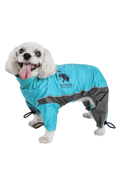 Shop Pet Life Touchdog Quantum-ice Full-bodied Adjustable And 3m Reflective Dog Jacket In Ocean Blue And Grey