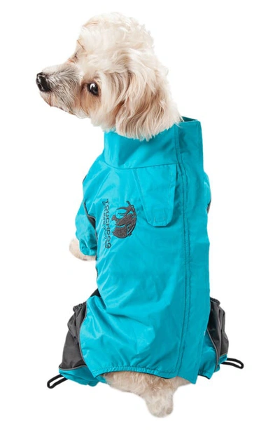 Pet Life Touchdog Quantum-ice Full-bodied Adjustable And 3m Reflective Dog Jacket In Ocean Blue And Grey