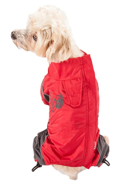Pet Life Touchdog Quantum-ice Full-bodied Adjustable And 3m Reflective Dog Jacket In Red And Charcoal Grey