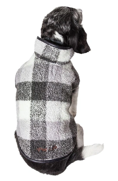 Pet Life Black Boxer Insulated Dog Jacket In Black Grey And White Plaid