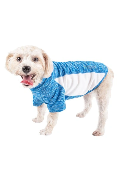 Shop Pet Life Active Warf-speed Heathered Tone-on-tone T-shirt In Blue Heather And White