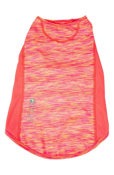 Shop Pet Life Active Warf-speed Heathered Tone-on-tone T-shirt In Neon Orange Heather With Pink