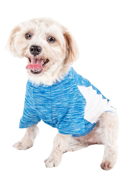 Shop Pet Life Active Warf-speed Heathered Tone-on-tone T-shirt In Blue Heather And White