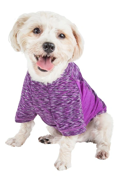 Shop Pet Life Active Warf-speed Heathered Tone-on-tone T-shirt In Purple Heather And Purple