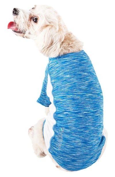 Shop Pet Life Active Warf-speed Heathered Tone-on-tone T-shirt In Blue Heather And White