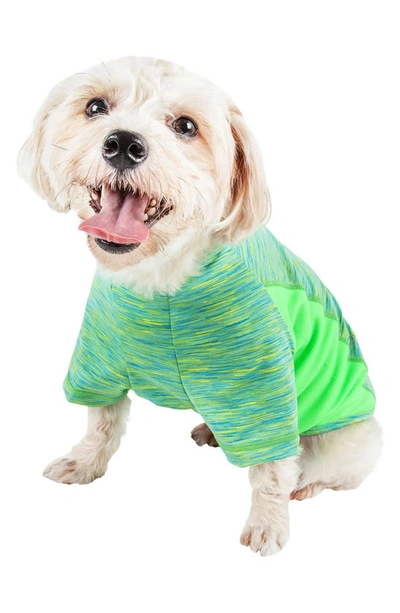 Pet Life Active Warf Speed Dog T Shirt In Green Heather W/ Light Green