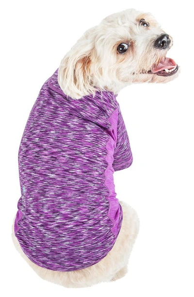 Shop Pet Life Active Warf-speed Heathered Tone-on-tone T-shirt In Purple Heather And Purple