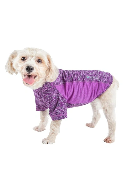 Shop Pet Life Active Warf-speed Heathered Tone-on-tone T-shirt In Purple Heather And Purple