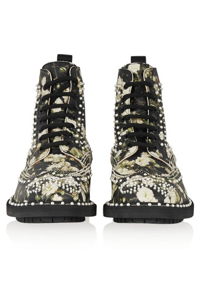 Shop Givenchy Ankle Boots In Multicolored Floral-print Textured-leather