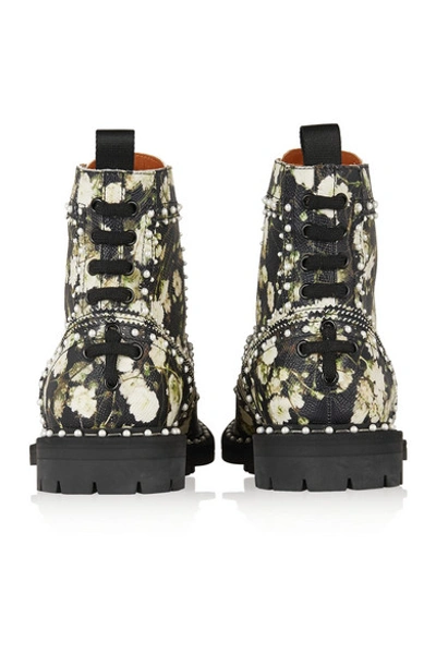 Shop Givenchy Ankle Boots In Multicolored Floral-print Textured-leather
