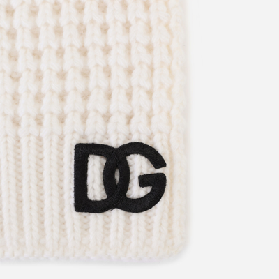 Shop Dolce & Gabbana Basketweave-stitch Scarf With Dg Logo Patch In White