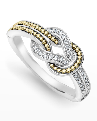 Shop Lagos Newport Diamond 8mm Knot Band Ring In Ss 18k