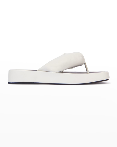 Shop Black Suede Studio Corey Puff Leather Thong Sandals In White