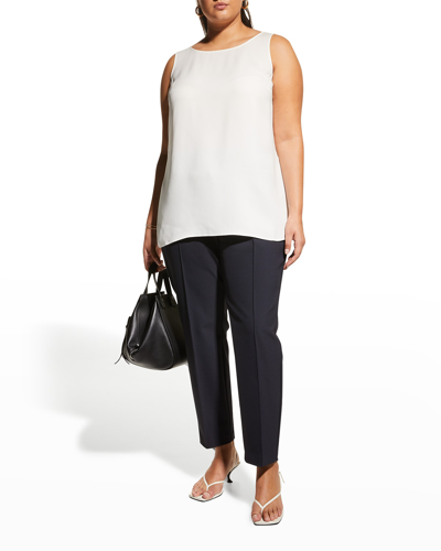 Shop Lafayette 148 Plus Size Ruthie Sleeveless High-low Silk Blouse In Cloud