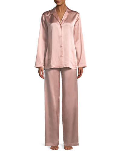 Shop La Perla Silk Long-sleeve Pajama Set In Pink