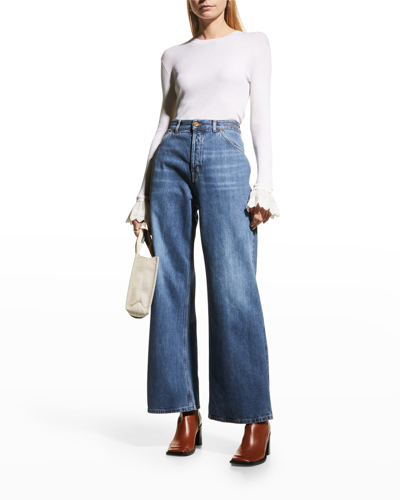 Shop Chloé Wide-leg Ankle Denim Pants