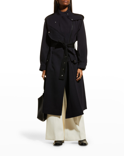 Shop Victoria Beckham Bicolor Utility Trench Coat In Dark Navy