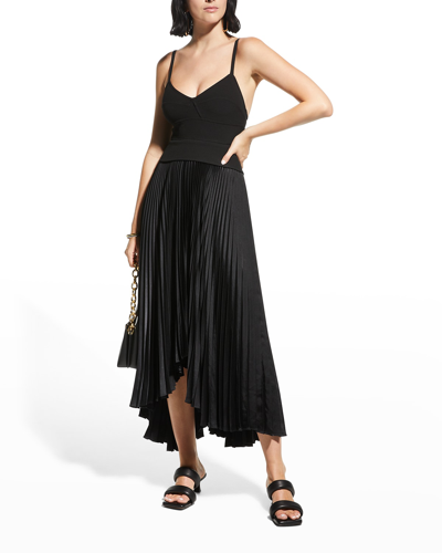 Shop A.l.c Gwen Combo Dress W/ Back Belt In Blackblack