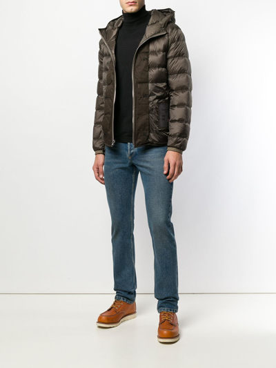 Shop Ten C Hooded Down Jacket In Brown