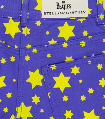 Shop Stella Mccartney Printed Denim Shorts In Blu/giallo