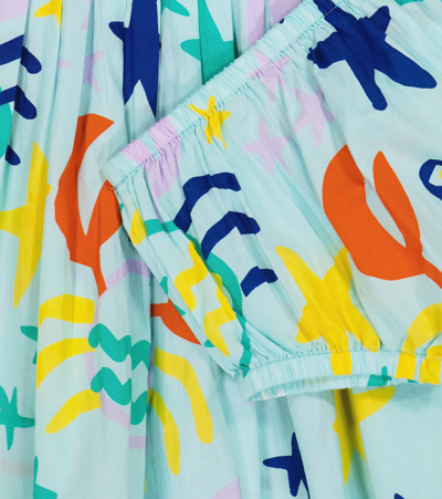 Stella Mccartney Baby Cotton Dress And Bloomers In Celeste/multicolor