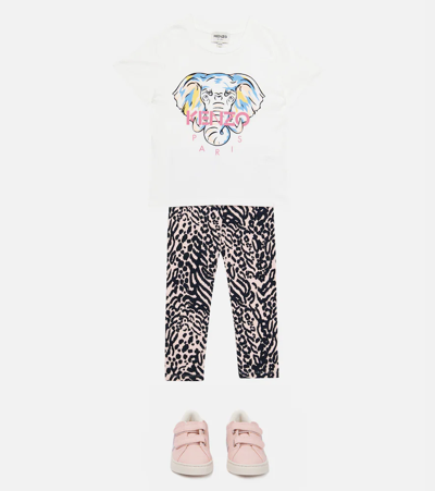 Shop Kenzo Leopard Printed Cotton-blend Leggings In Pink