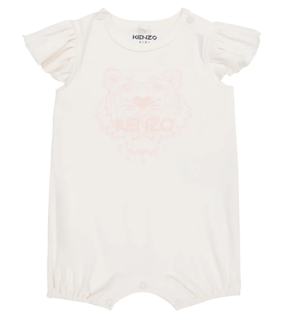 Shop Kenzo Baby Logo Cotton Playsuit In Offwhite