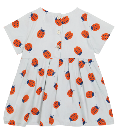 Bobo Choses Baby Printed Cotton Dress In Light Grey