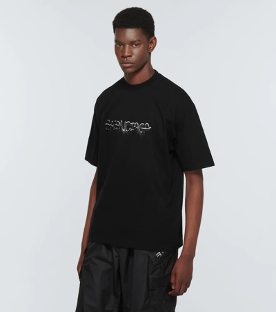 Shop Balenciaga Slime Cotton Jersey T-shirt In Black/black