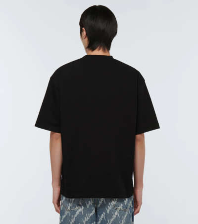 Shop Balenciaga Cities Paris Cotton Jersey T-shirt In Black/white