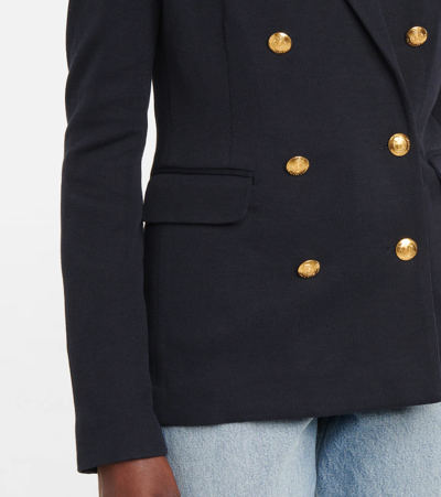 Shop Polo Ralph Lauren Knit Double-breasted Blazer In Park Avenue Navy