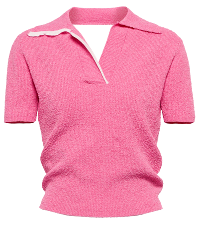 Shop Jacquemus Le Polo Bagnu Toweling Polo Shirt In Pink