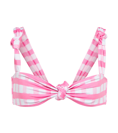 Shop Jacquemus Le Haut Vichy Checked Bikini Top In Light Pink Checks