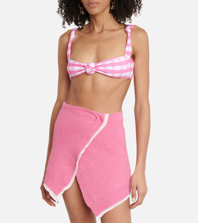 Shop Jacquemus Le Haut Vichy Checked Bikini Top In Light Pink Checks