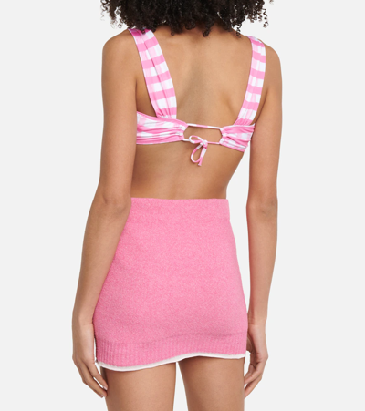 Shop Jacquemus Le Haut Vichy Checked Bikini Top In Light Pink Checks