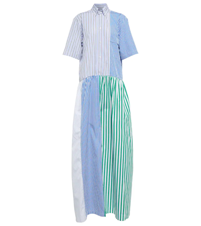 Shop Plan C Striped Cotton Shirt Dress In Stripe Bluette / White