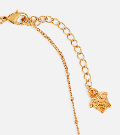 Shop Versace Icon Necklace In Black-tribute Gold