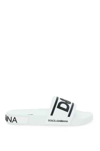 Shop Dolce & Gabbana Logo Rubber Sliders In Mixed Colours